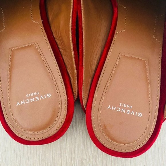 Givenchy Authentic Women's Burgundy Velvet Mules Size 39.5 Flat Slip On Shoes - Picture 6 of 10